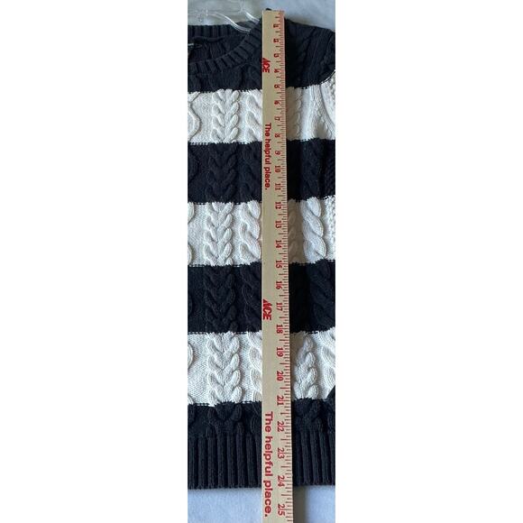 MNG Basics Woman Long Sleeve Pullover Sweater 100% Cotton Blue White Striped L - Picture 4 of 8